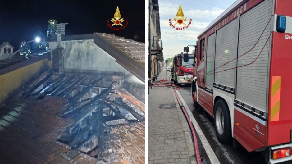 Gravellona, incendio a tetto. Evacuata palazzina di tre piani 